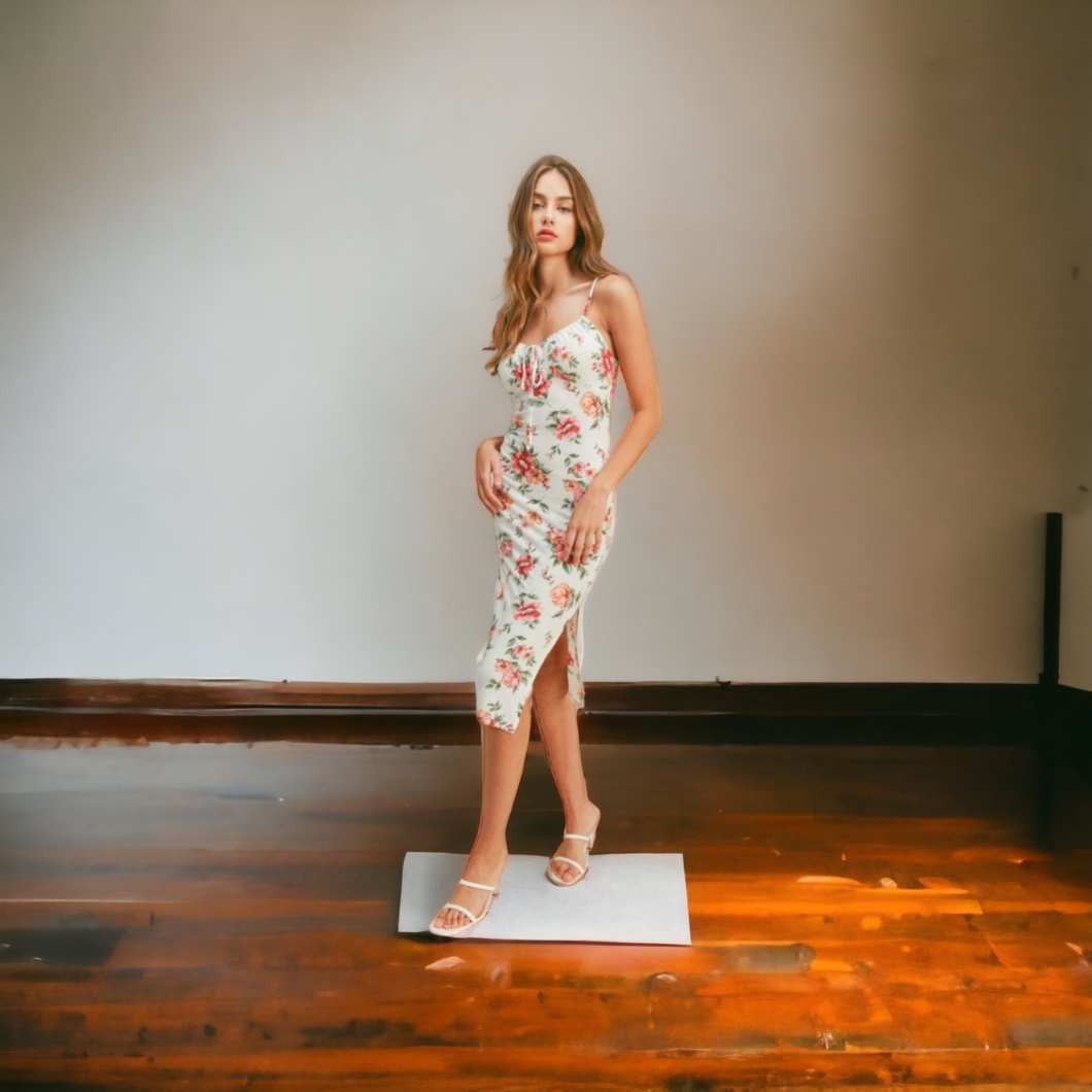 Floral Bodycon Midi Dress