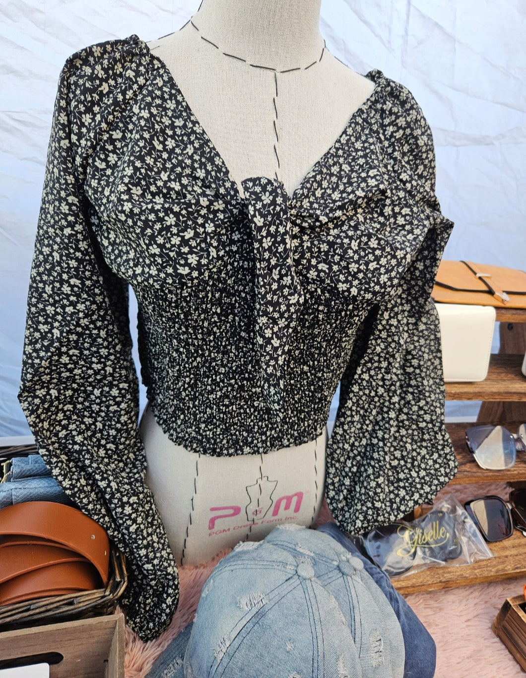 Front Tie Rouched Top