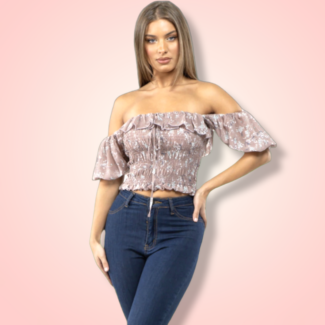 Smocked Mocha Top