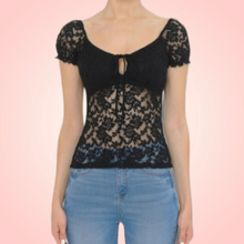 Load image into Gallery viewer, Floral Lace peasant top
