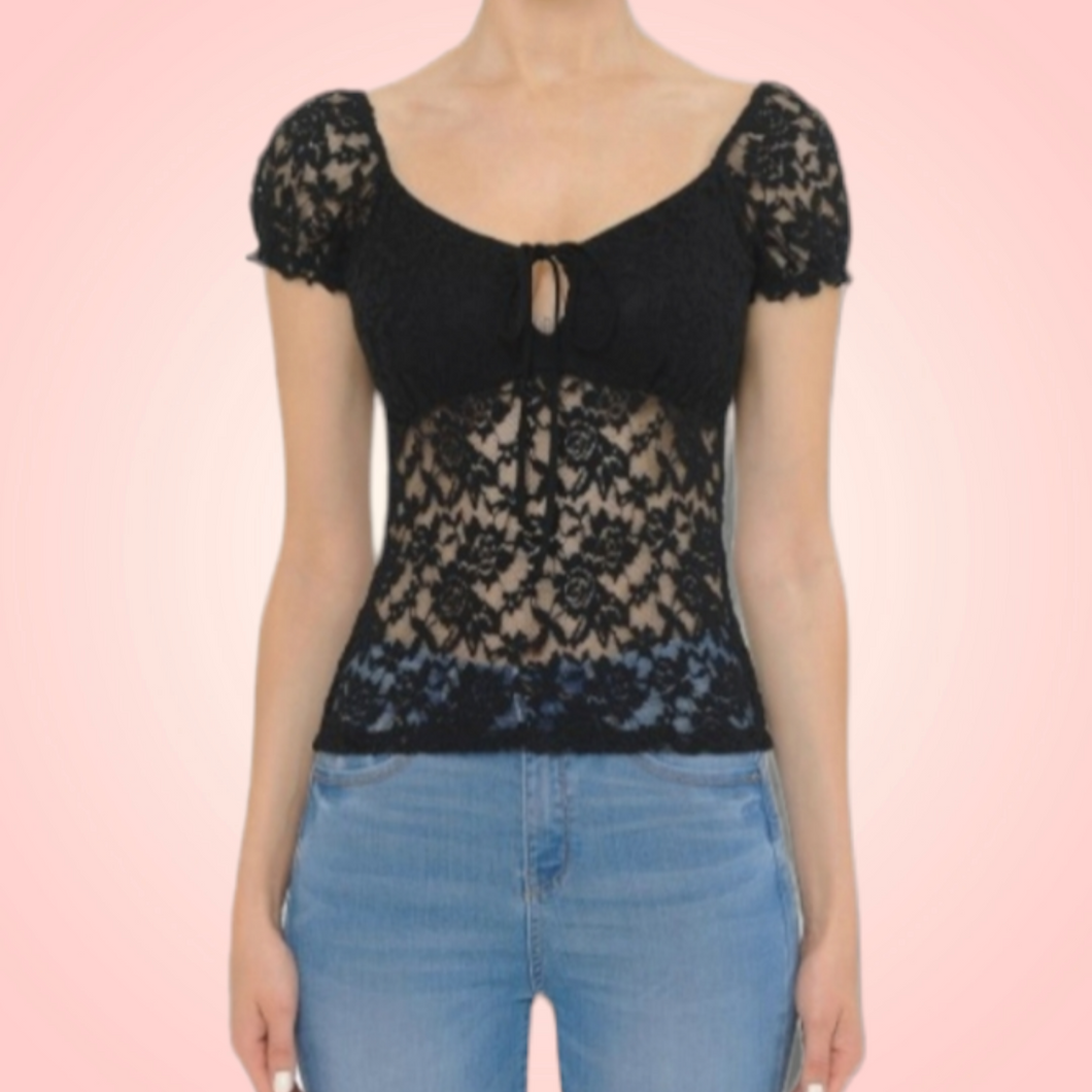 Floral Lace peasant top