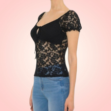 Load image into Gallery viewer, Floral Lace peasant top
