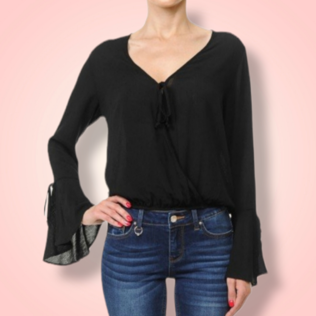 Flounced Long sleeve (Black)