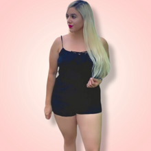 Load image into Gallery viewer, Lace up Cami Romper (Black)
