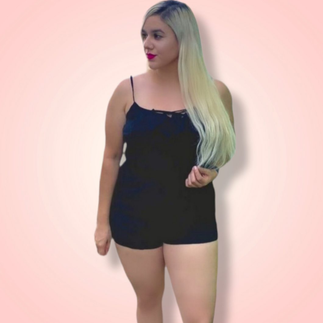 Lace up Cami Romper (Black)